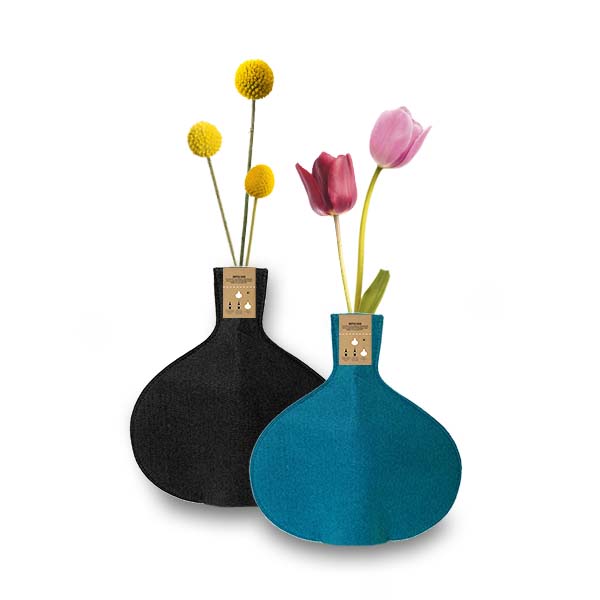 bottle vase recycled pet black petrol blue Superwaste