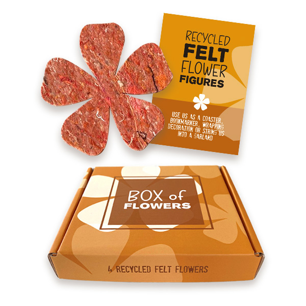 Box of Flowers met recycled vilt bloemfiguren