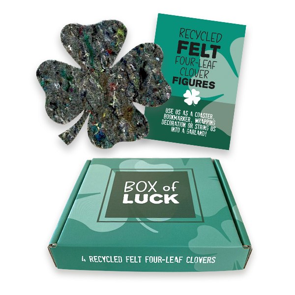 Box of Luck met recycled vilt figuren SuperWaste