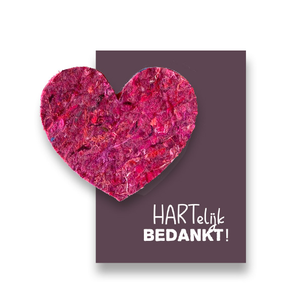 Hartelijk Bedankt kaart met vilt figuur SuperWaste