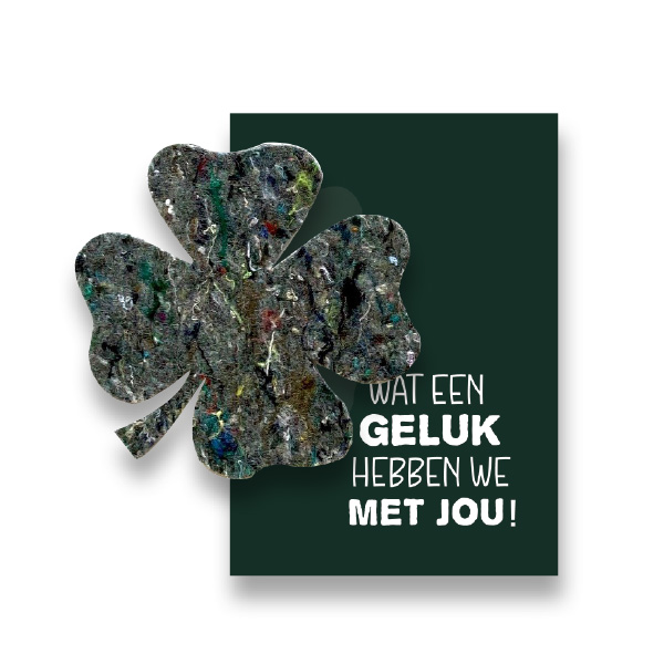 Wat een geluk kaart met vilt figuur SuperWaste