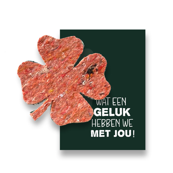 Wat een geluk kaart met vilt figuur SuperWaste