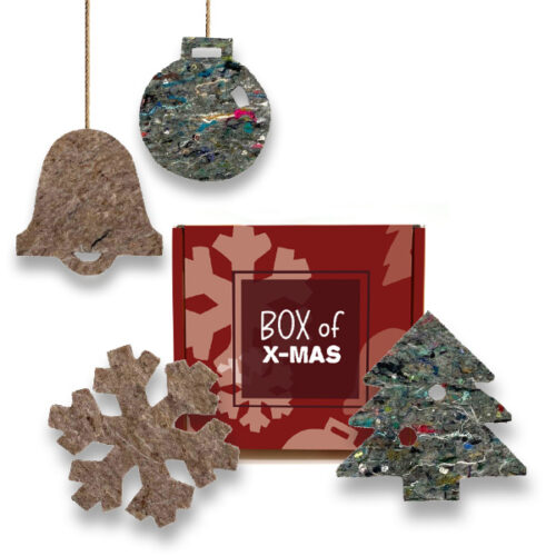 Box of X-mas recycled vilt kerstfiguren SuperWaste