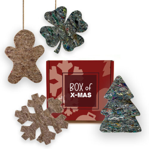 Box of Christmax recycled felt figures SuperWaste